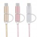 3pcs 2 in 1 Lightning Nylon Micro USB Cable  for iPhone,iPad,iPod,Samsung Galaxy, Tablet, Camera 
